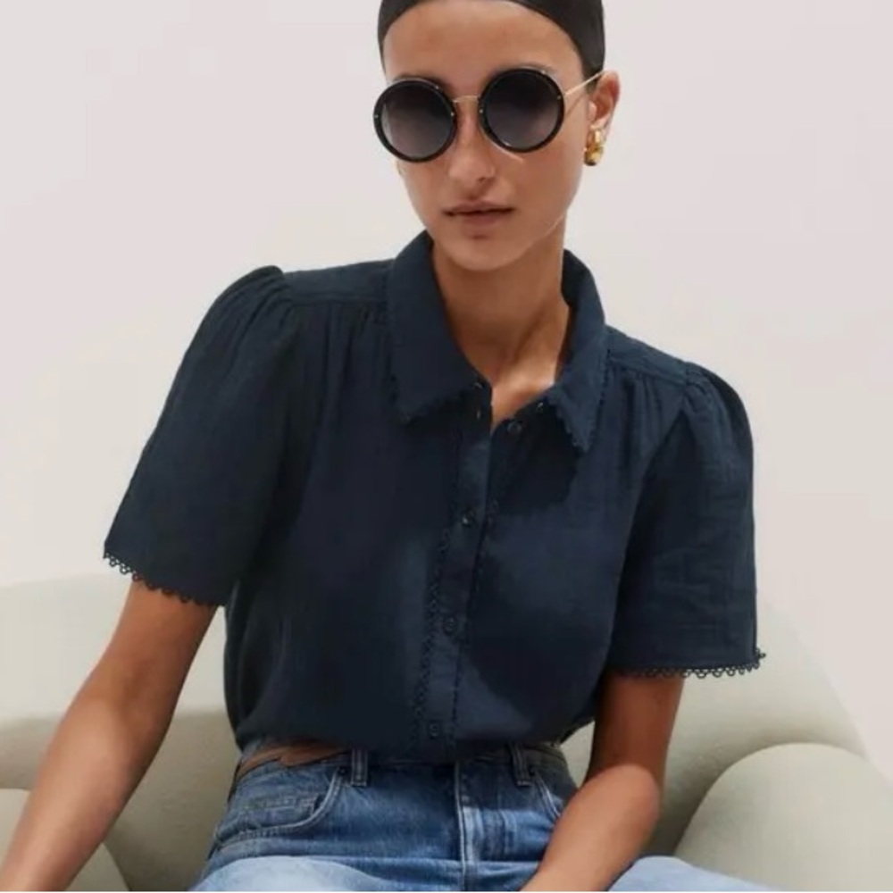 Me and Em Navy Short Sleeve Blouse - see second pic